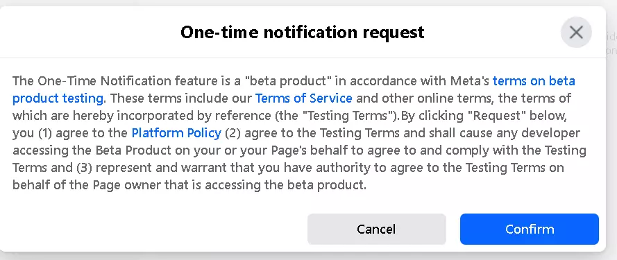 Confirm One-time Notification