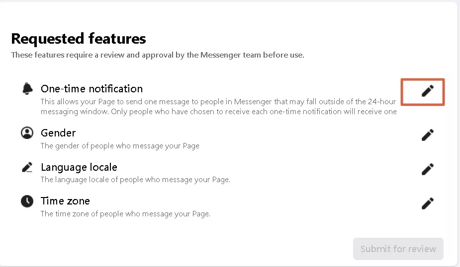 Edit One-time Notification