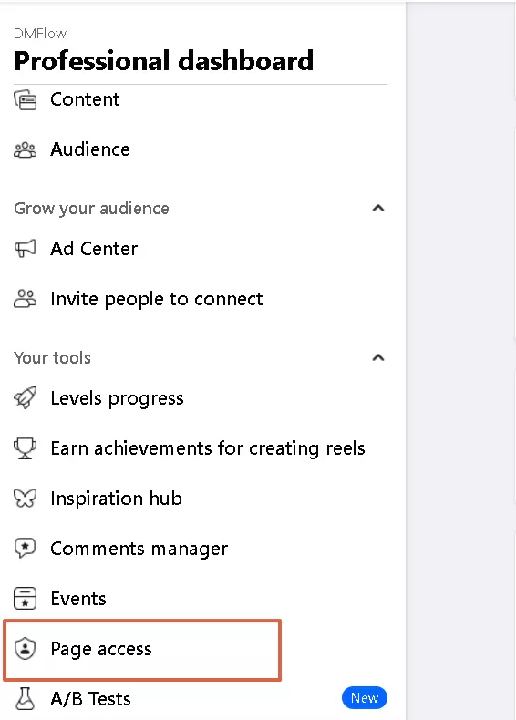 Click on Page Access