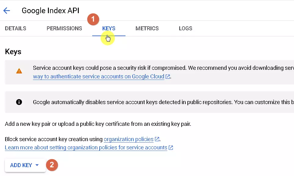 Google Index API Steps